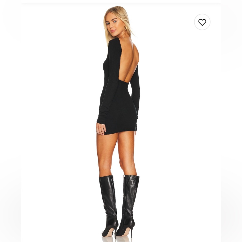 REVOLVE Black Long-Sleeve Open-Back Mini Dress